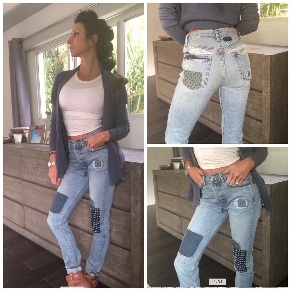 GRLFRND Karolina patch jeans